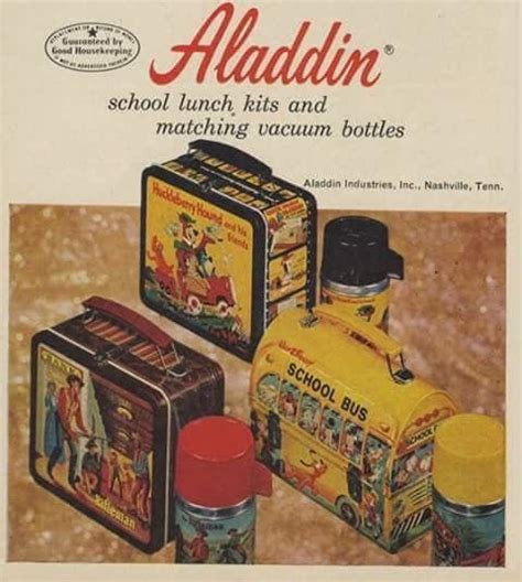 the story of the van on metal lunch boxes|aladdin steel lunch box.